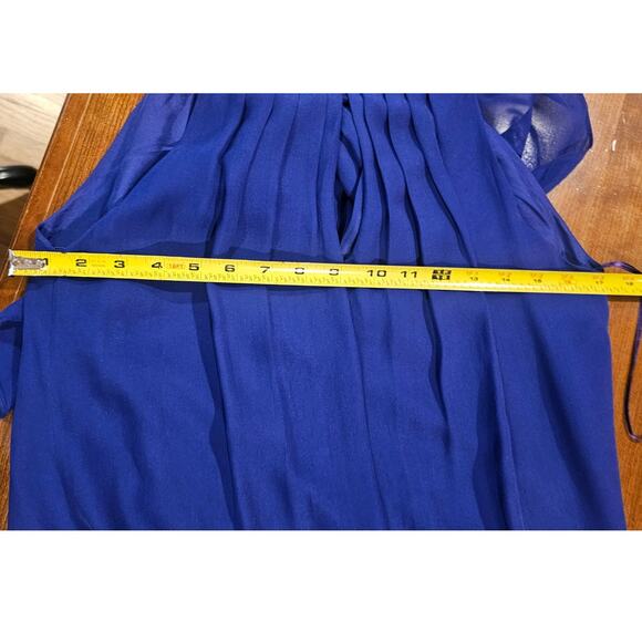 Rebecca Taylor Blue 100% Silk Dress. Ruffles, Bow, Sleeveless, Sexy Dress, Sz 4 - Picture 7 of 12